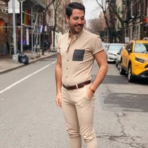 Tan Jacquard Jumpsuit